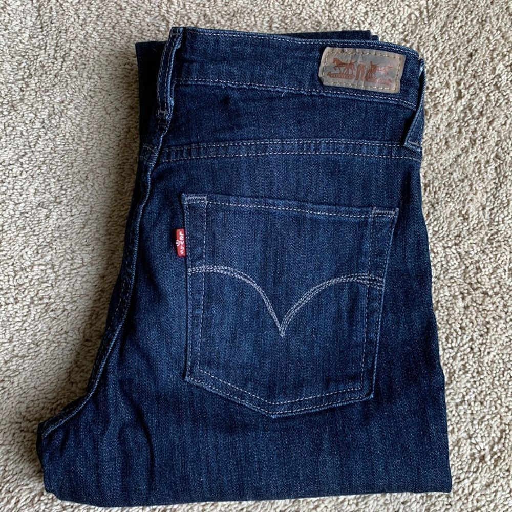 Levis Jeans Mid Rise Skinny straight leg dark wash jeans size 6 festival y2k